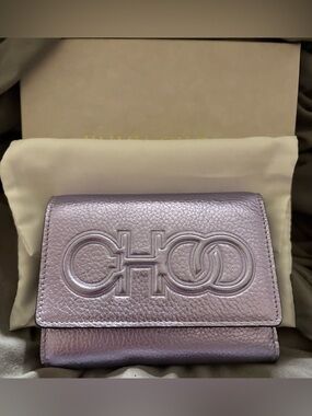 Jimmy Choo Metallic Lilac Leather Compact Wallet